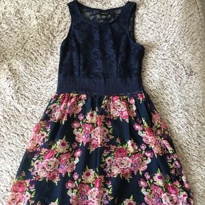 RUE21 navy floral skater dress